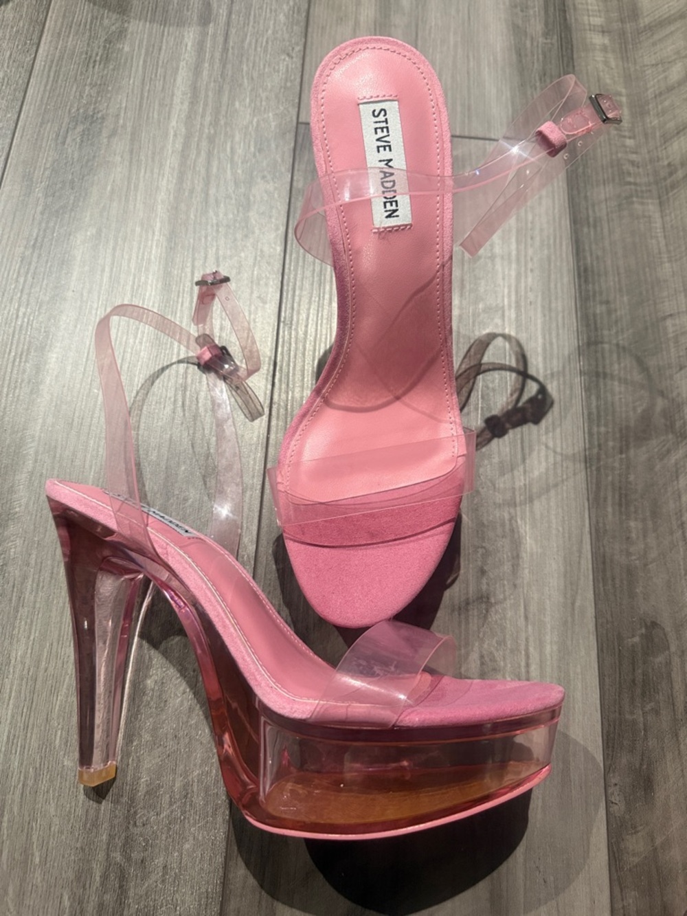 Steve Madden Pink Clear Platform Heels